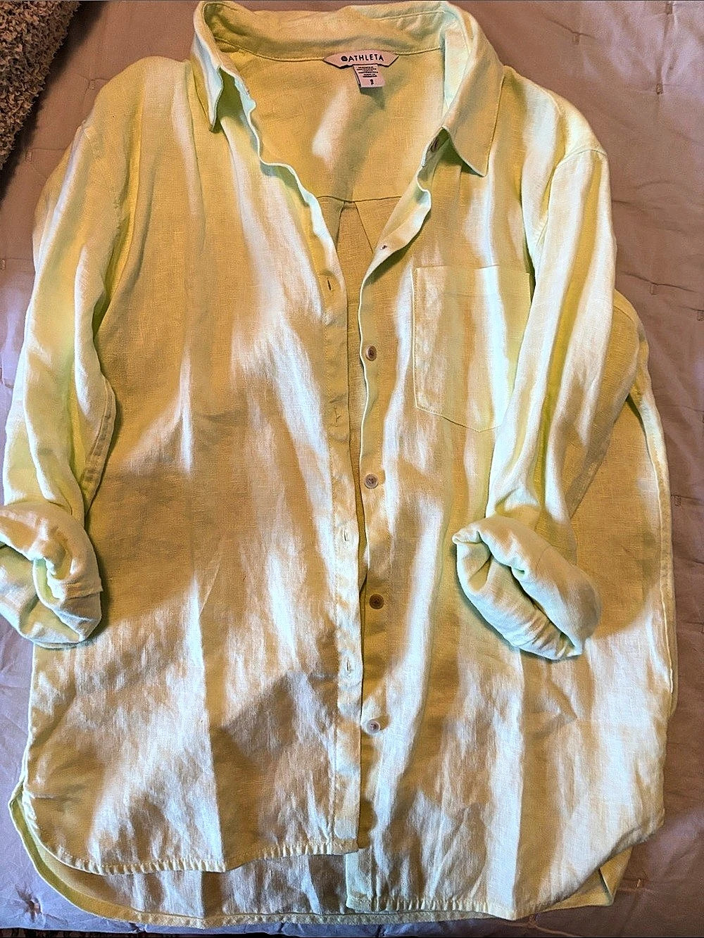 Athleta Linen set in key lime green Size Small